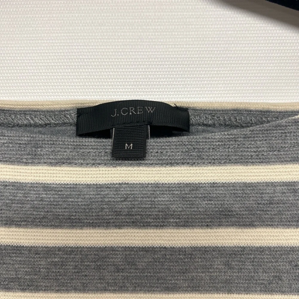 J. Crew Gray and Cream Striped Top